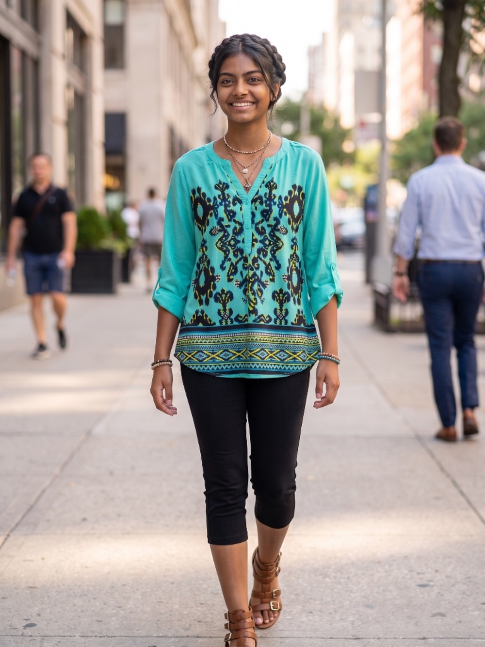 Boho V-Neck Blouse By New Direction w/tab sleeves